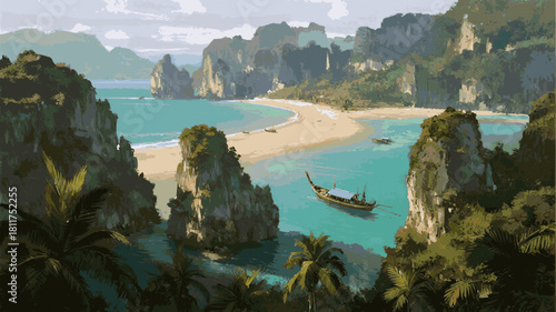 Azure Coast Coastal Splendor isolated watercolor vector illustration svg