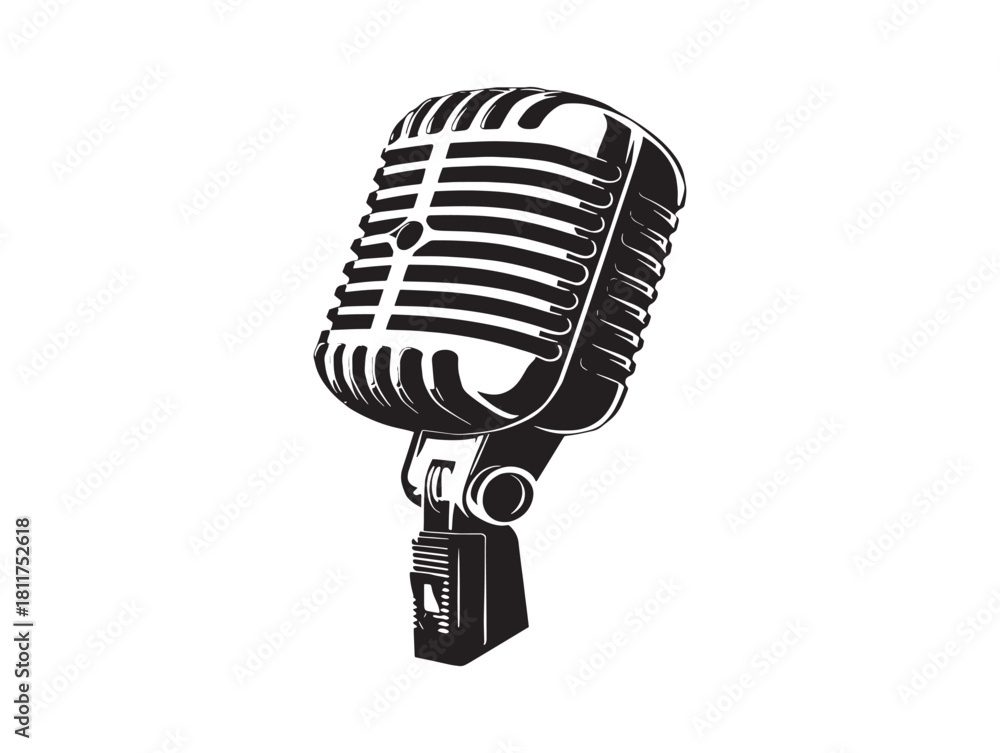 Fototapeta premium Retro style microphone vector sign illustration for projects