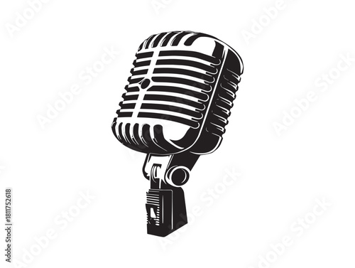 Retro style microphone vector sign illustration for projects