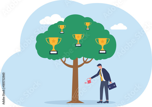 illustration of nurturing business commitment that makes a business the best with an eco-green focus
