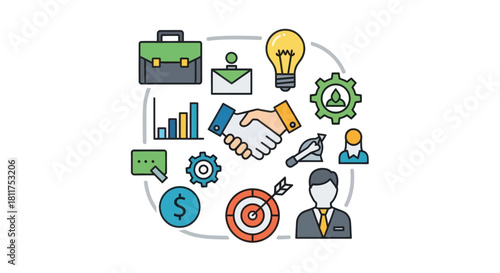 comprehensive business strategy and teamwork concept with diverse
