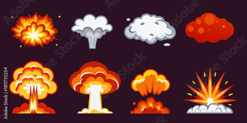 Collection of cartoon explosions and smoke effects