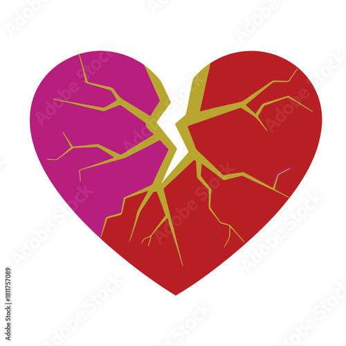 Broken Heart Illustration Symbol of heartbreak, relationship, separation, and emotional pain