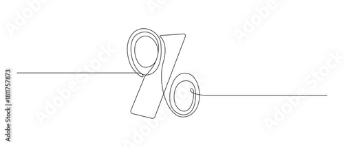 Percent Sign one line art drawing vector illustration,1