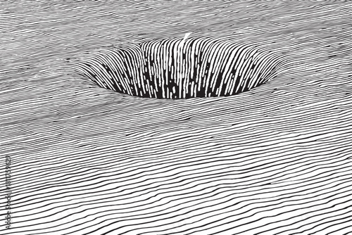 Minimalist Line Art Drawing of a Deep Hole, Crater, or Visual Sinkhole
