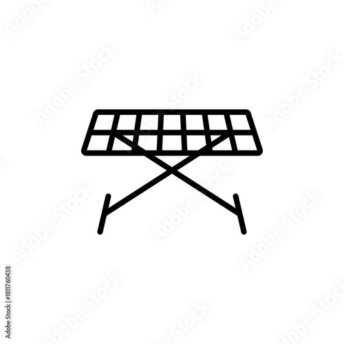 Clothes drying rack icon. Stand for dryer clothes. Empty portable folding clothes drying rack. Isolated vector illustration on white background.