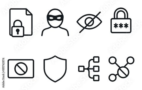 Digital security icons representing privacy and protection concepts