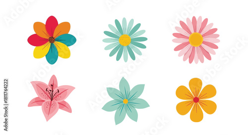 Colorful floral assortment a collection of illustrated flowers in various styles