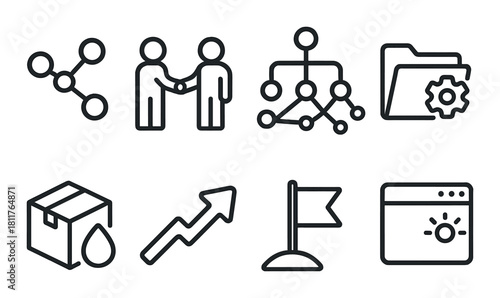 Abstract icons representing business concepts and technology connections