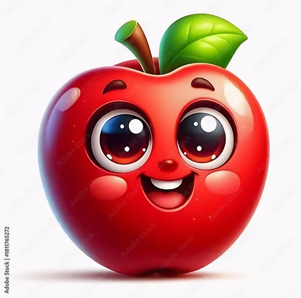 Naklejka premium red apple cartoon
