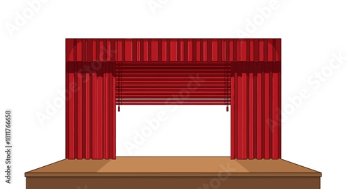 Elegant Red Curtains Adorning a Classic Empty Theater Stage Awaiting a Captivating Performance