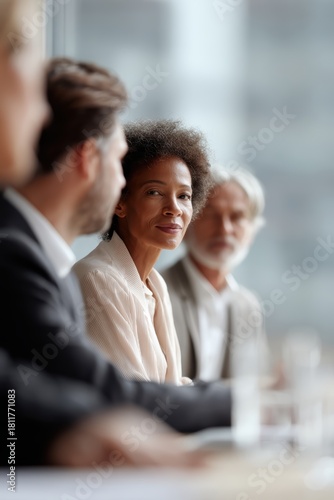 business meeting with diverse team in modern office, macro detail, pastel tones, clean aesthetic, natural daylight, minimal composition, brand-safe, no logos