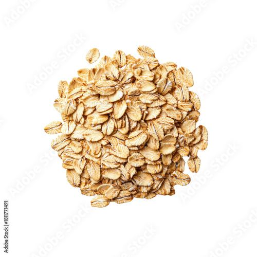 Pile of Rolled Oats Isolated on Black