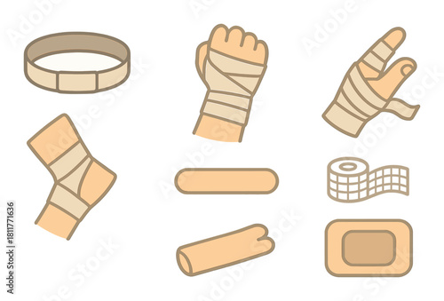 Medical bandages and wraps: various types for injury and support