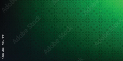Geometric Green Pattern, Cross and Star Shapes, Islamic Art, Design Element. Beautiful texture for Ramadan themed backdrops offers rich, cultural depth and visual appeal