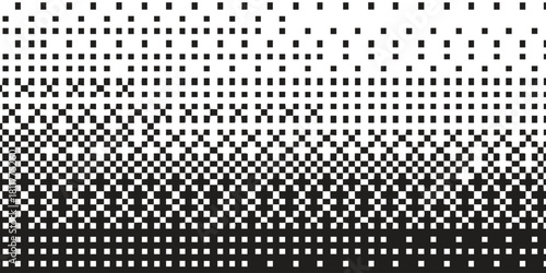 Pixel Grid Black and White Gradient Squares, Checkerboard pattern fading effect for backgrounds and design elements perfect for modern aesthetics use