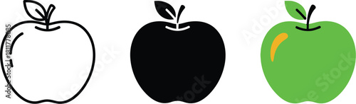 Apple icon set isolated on white background, Vector, illustration