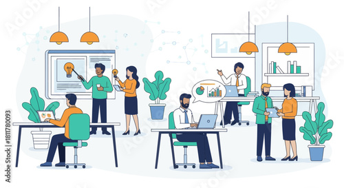 collaborative teamwork in modern office environment with diverse