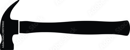 Black silhouette of a hammer tool on white background