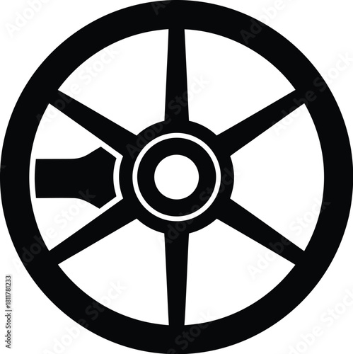 Black and white antique wagon wheel silhouette illustration