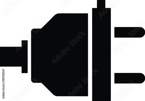 Black silhouette of a two prong electrical plug