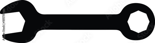 Black and white wrench silhouette tool illustration