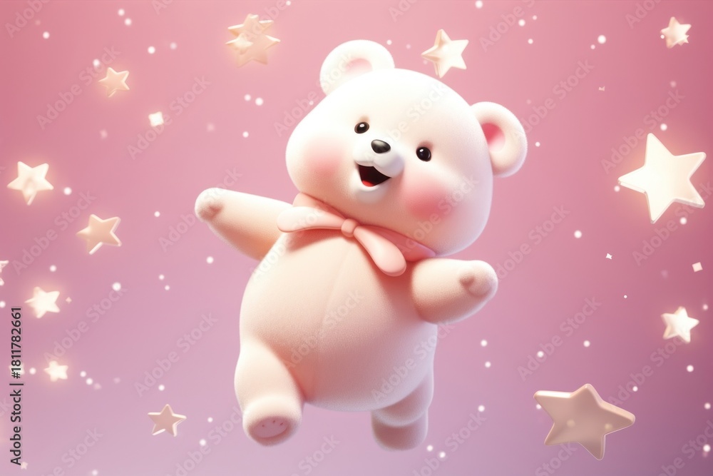 Obraz premium Nature cute pink bear.