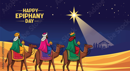 Happy Epiphany Day Three Wise Men Illustration