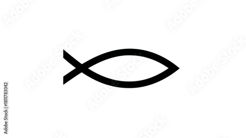 Ichthys Christian Fish Symbol Icon on White Background. Religious Faith, Spirituality, and Christianity Graphic Design Element.