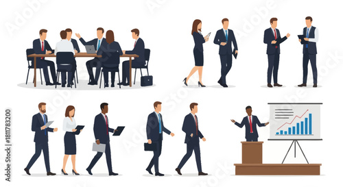 professional business meeting and presentation with diverse team