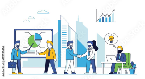 business collaboration and data presentation in modern office