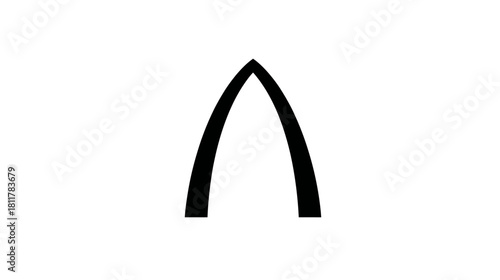 Modern Minimalist Black Arch Shape Design Element. Abstract Geometric Curve Icon Isolated on White Background. Simple Graphic Symbol.