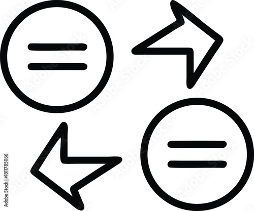 Equal exchange concept in modern clean line art for simple visual design Vector illustration