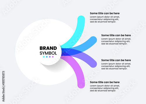 Infographic template. Circle with 4 lines and text