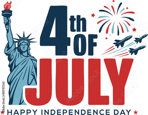 Bild auf Leinwand 4th of July Statue of Liberty Celebration, Independence Day Lady Liberty Graphic