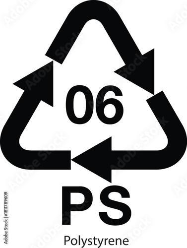 06 PS (Polystyrene) Resin Identification Code Plastic Recycling Icon