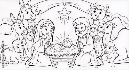 Wallpaper Mural Nativity scene with mary joseph and baby jesus Torontodigital.ca