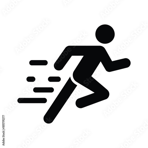 Dynamic Running Man Icon - Fast-Paced Movement & Fitness Vector