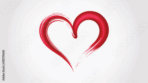 A simple, hand-drawn heart shape in bright red against a pure white background.