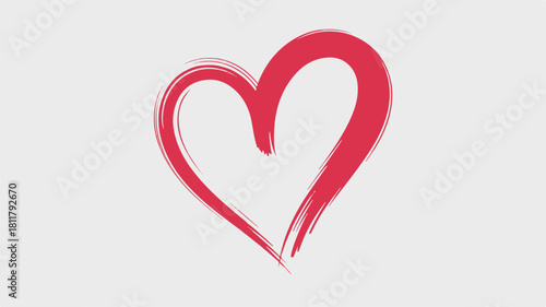 A simple, hand-drawn heart shape in bright red against a pure white background.