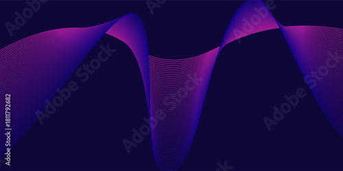 Dark abstract background with glowing wave. Shiny moving lines design element. Eps10