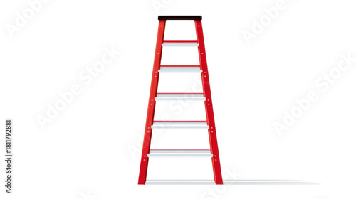 Sturdy red step ladder with multiple aluminum rungs designed for home improvement, construction, and safe elevated access tasks on white background