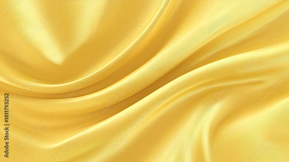 Fototapeta premium Smooth and Shiny Yellow Silk Fabric with Soft Draping Texture for Elegant Backgrounds and Creative Design Projects