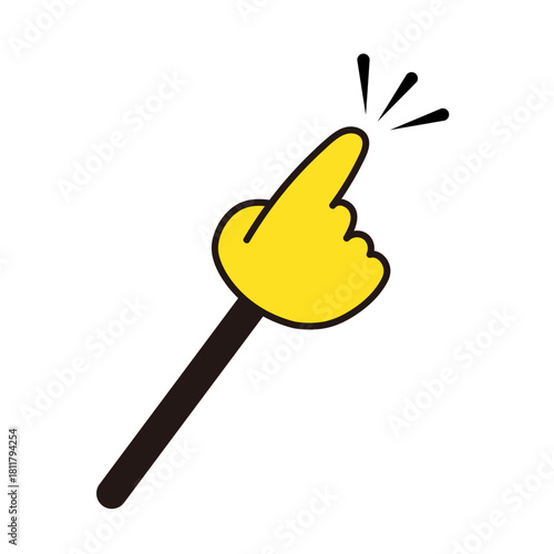 指し棒の先端が指差しを示すシンプルなイラストアイコン