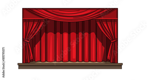 Empty Stage with Red Curtains A Classic Theater Setting for Performances