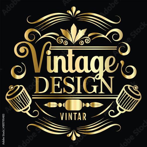 Vector golden frame. Elegant element for design in Eastern style, place for text. Floral golden border. Lace illustration for invitations and greeting cards.
Vintage gold frame on black background. 