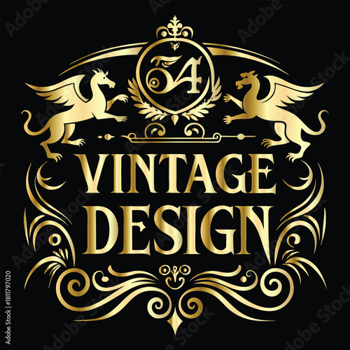 Vector golden frame. Elegant element for design in Eastern style, place for text. Floral golden border. Lace illustration for invitations and greeting cards.
Vintage gold frame on black background. 