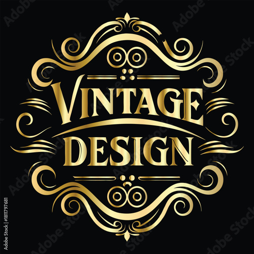 Vector golden frame. Elegant element for design in Eastern style, place for text. Floral golden border. Lace illustration for invitations and greeting cards.
Vintage gold frame on black background. 