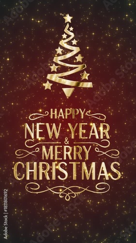Vertical gold poster with holiday greeting 