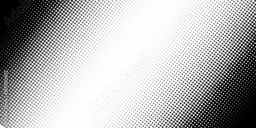 Dotted halftone gradient texture. Vanishing polka dot background. Repeating dots gradation pattern background. Black fading comic pop art overlay backdrop.